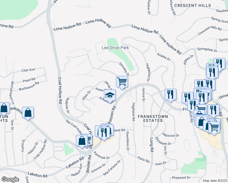 map of restaurants, bars, coffee shops, grocery stores, and more near 140 Jacob Drive in Pittsburgh
