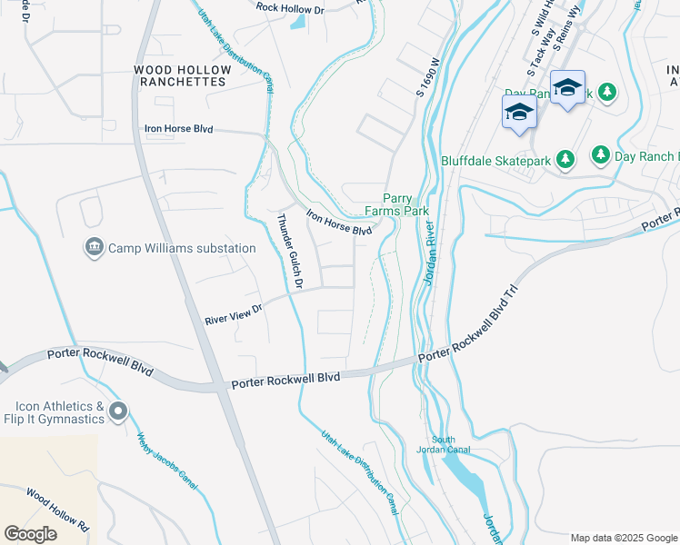 map of restaurants, bars, coffee shops, grocery stores, and more near 1678 Man O War Drive in Riverton