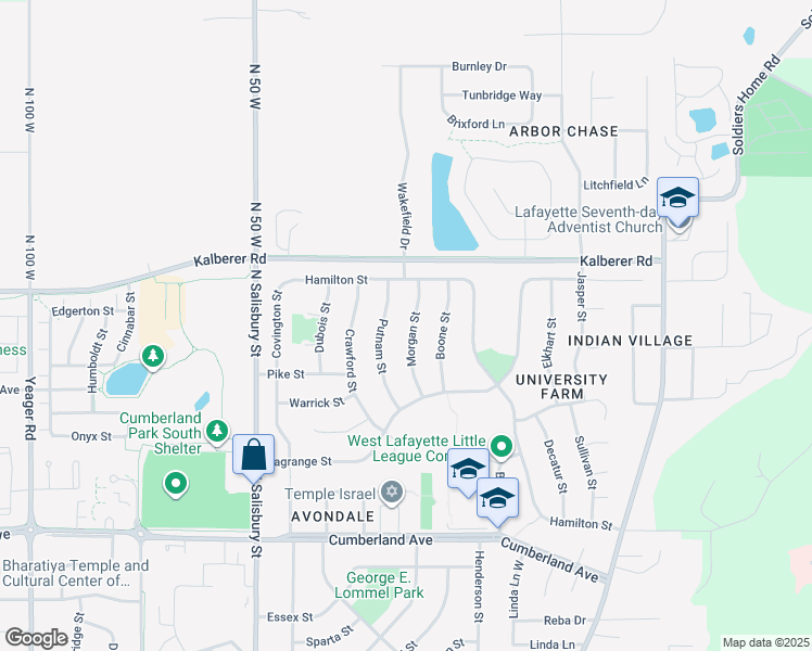 map of restaurants, bars, coffee shops, grocery stores, and more near 3377 Morgan Street in West Lafayette