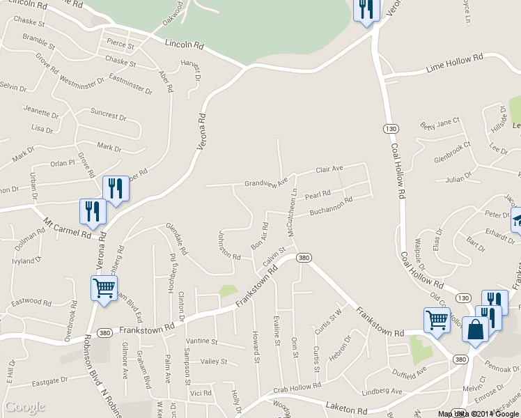 map of restaurants, bars, coffee shops, grocery stores, and more near 440 Bon Air Rd in Pittsburgh