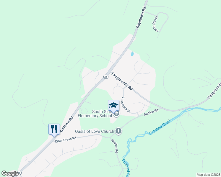 map of restaurants, bars, coffee shops, grocery stores, and more near 6107 Tuscarora Drive in Huntingdon
