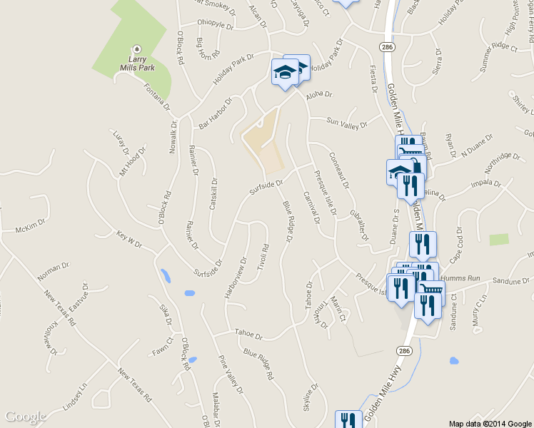 map of restaurants, bars, coffee shops, grocery stores, and more near 435 Tivoli Road in Pittsburgh