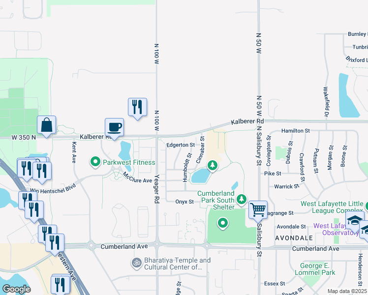 map of restaurants, bars, coffee shops, grocery stores, and more near 3364 Webster Street in West Lafayette