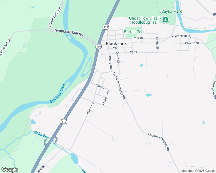 map of restaurants, bars, coffee shops, grocery stores, and more near 161 Elm Street in Blairsville