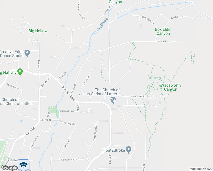 map of restaurants, bars, coffee shops, grocery stores, and more near 1020 North Sunbrook Circle in Alpine