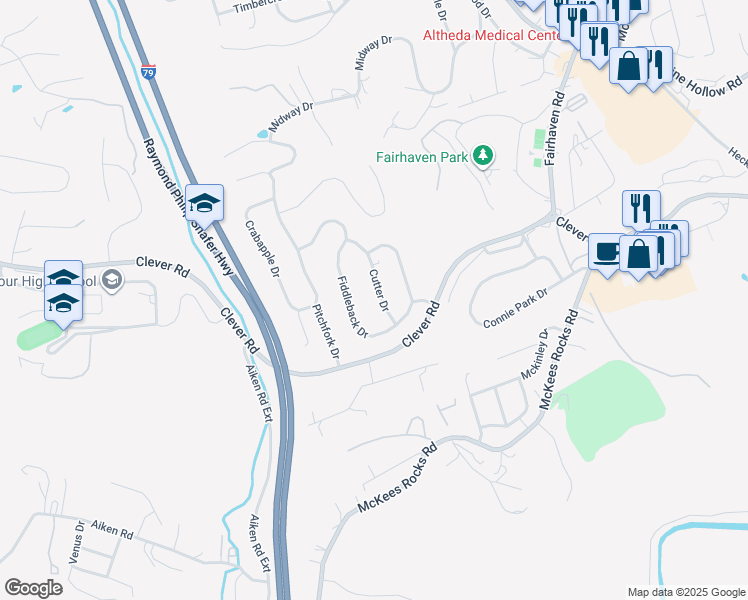 map of restaurants, bars, coffee shops, grocery stores, and more near 2004 Cutter Drive in McKees Rocks