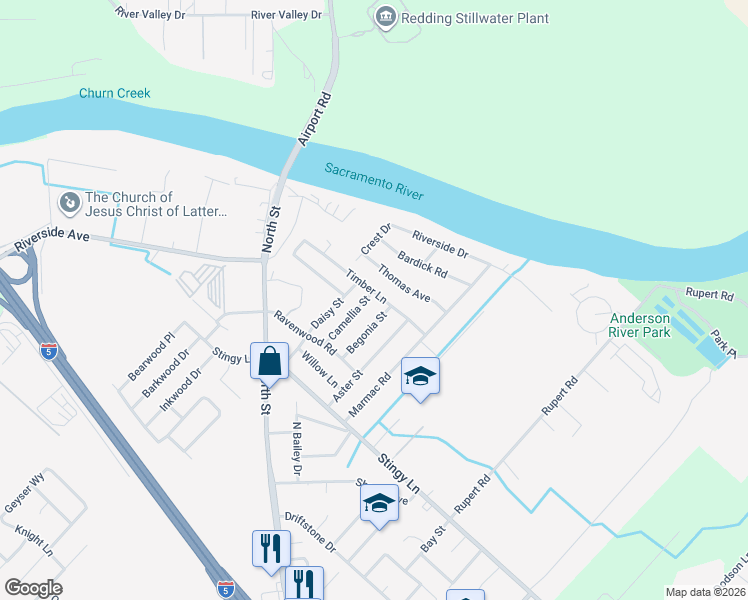 map of restaurants, bars, coffee shops, grocery stores, and more near 3420 Timber Lane in Anderson