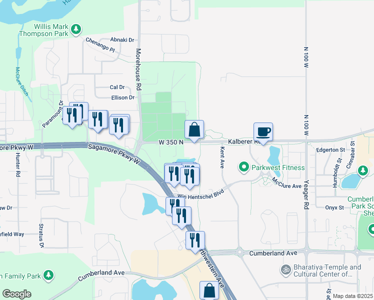 map of restaurants, bars, coffee shops, grocery stores, and more near 1788 Us Highway 52 West in West Lafayette