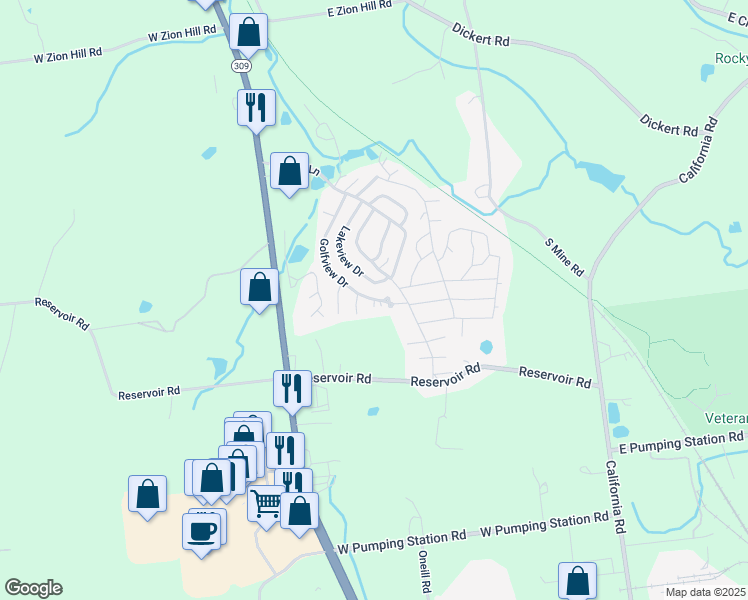 map of restaurants, bars, coffee shops, grocery stores, and more near 4 Spruce Terrace in Quakertown
