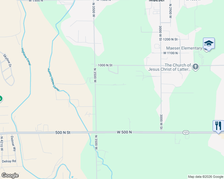 map of restaurants, bars, coffee shops, grocery stores, and more near 816 North 3500 West in Vernal