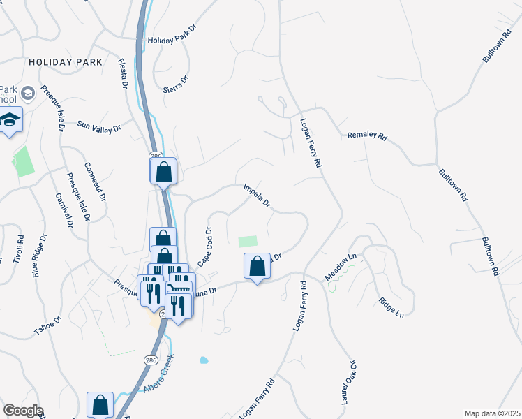 map of restaurants, bars, coffee shops, grocery stores, and more near 4302 Woodbine Court in Murrysville