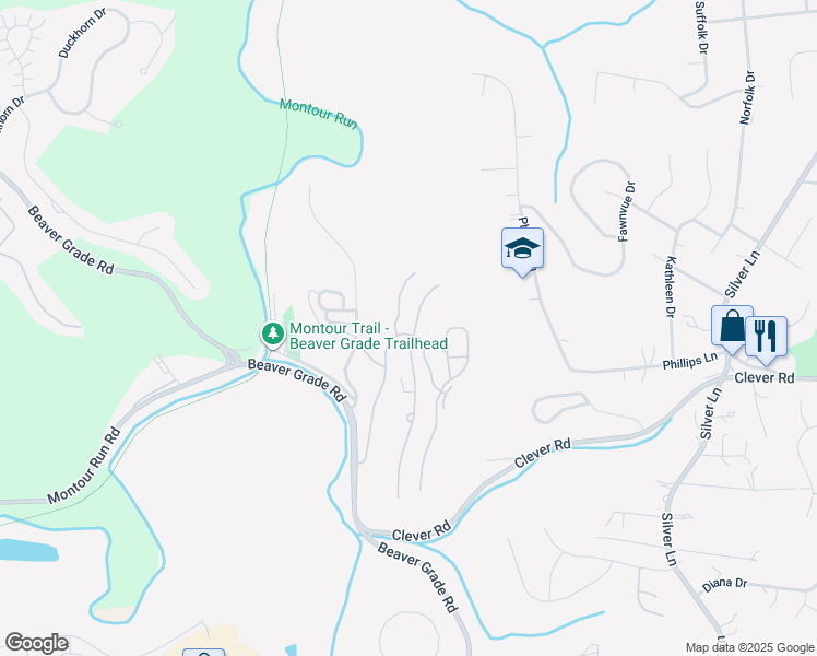 map of restaurants, bars, coffee shops, grocery stores, and more near 1350 Ventana Drive in Coraopolis