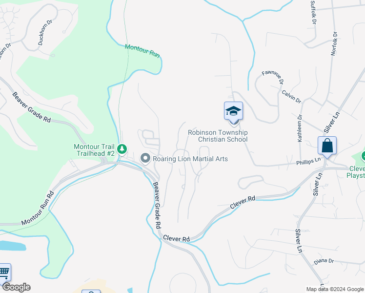 map of restaurants, bars, coffee shops, grocery stores, and more near 1302 Ventana Drive in Coraopolis