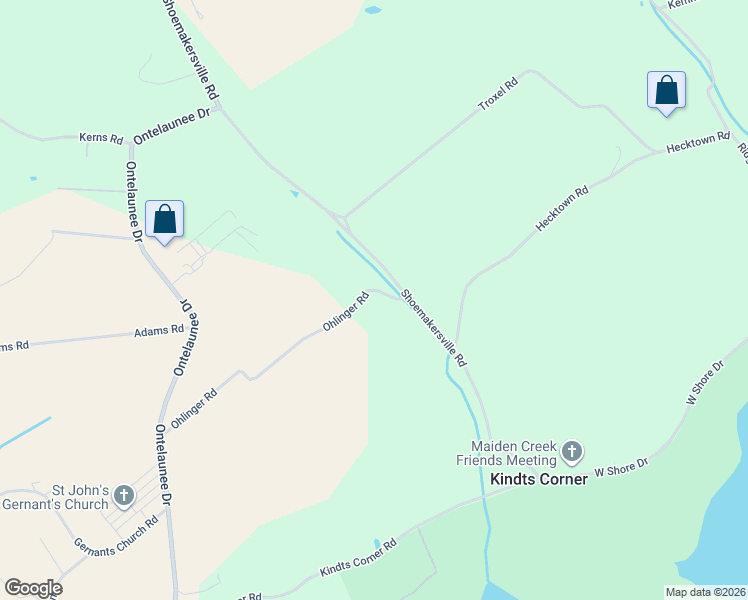 map of restaurants, bars, coffee shops, grocery stores, and more near 26 Ohlinger Road in Shoemakersville