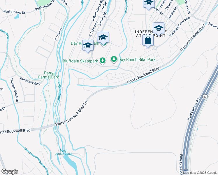 map of restaurants, bars, coffee shops, grocery stores, and more near 1178 Early Light Way in Bluffdale