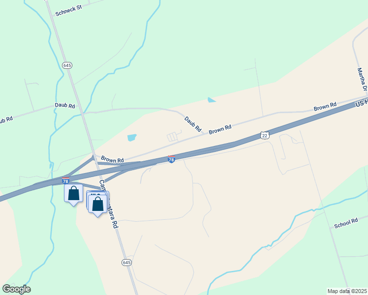 map of restaurants, bars, coffee shops, grocery stores, and more near 610 Brown Road in Myerstown