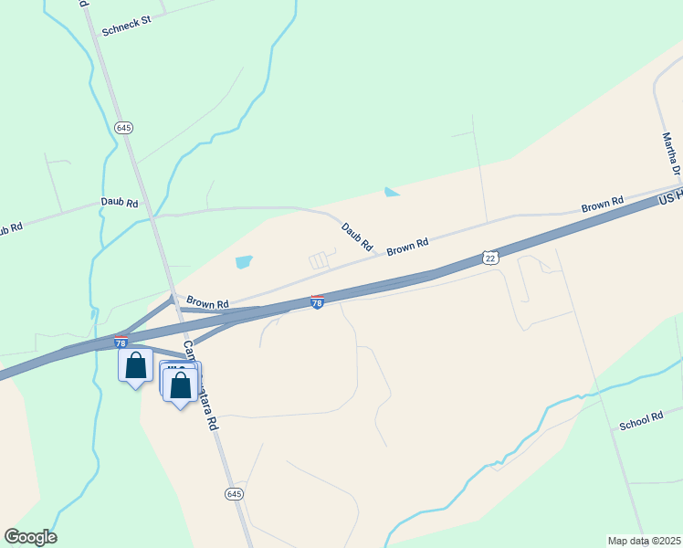 map of restaurants, bars, coffee shops, grocery stores, and more near 610 Brown Road in Myerstown