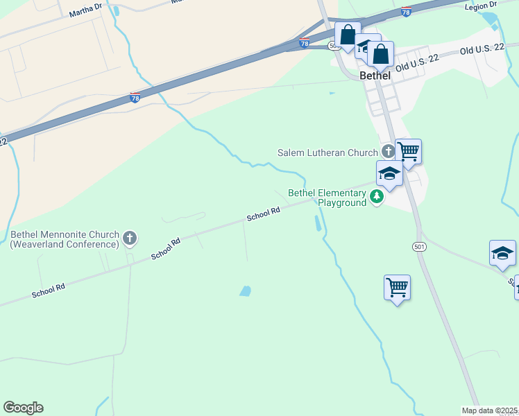 map of restaurants, bars, coffee shops, grocery stores, and more near 187 School Road in Bethel