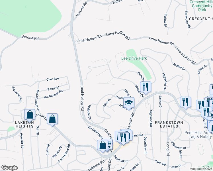 map of restaurants, bars, coffee shops, grocery stores, and more near 24 Julian Drive in Pittsburgh