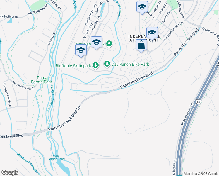 map of restaurants, bars, coffee shops, grocery stores, and more near 1178 Early Light Way in Bluffdale