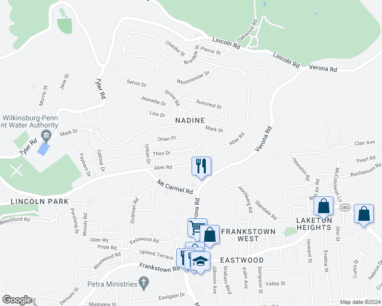 map of restaurants, bars, coffee shops, grocery stores, and more near 103 Grove Road in Verona