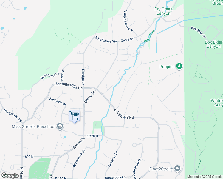 map of restaurants, bars, coffee shops, grocery stores, and more near 1136 Birch Circle in Alpine