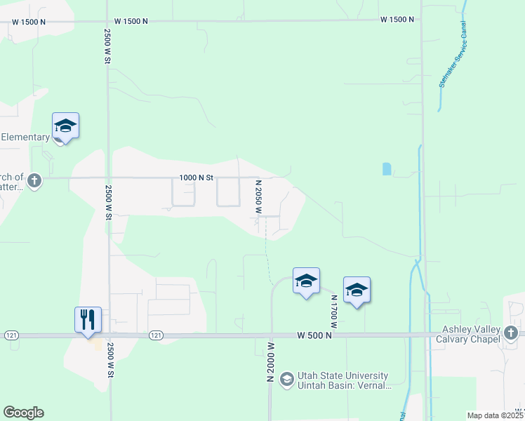 map of restaurants, bars, coffee shops, grocery stores, and more near 876 North 2050 West in Vernal