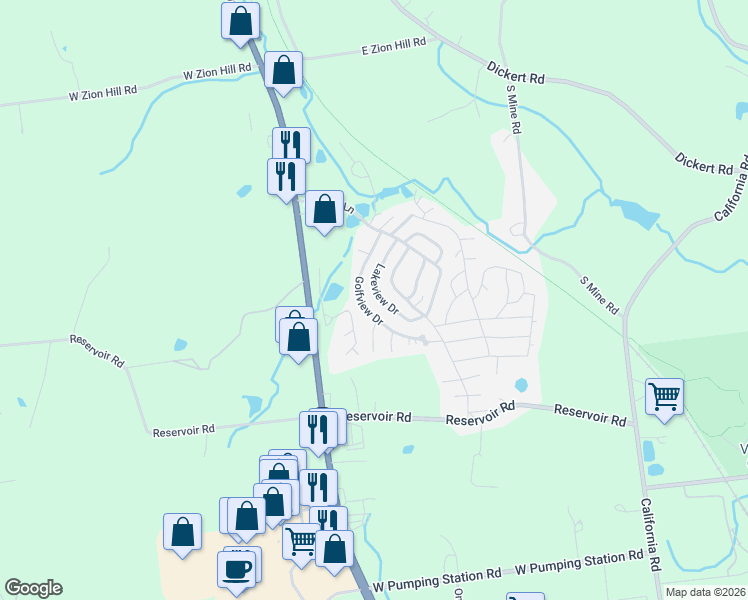 map of restaurants, bars, coffee shops, grocery stores, and more near 6 Lakeview Drive in Quakertown