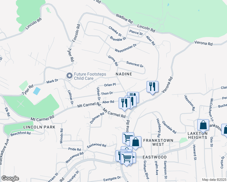 map of restaurants, bars, coffee shops, grocery stores, and more near 7943 Thon Drive in Verona