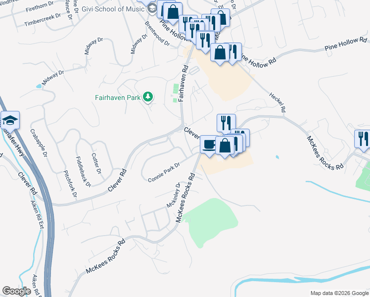 map of restaurants, bars, coffee shops, grocery stores, and more near 194 Patricia Park Drive in McKees Rocks