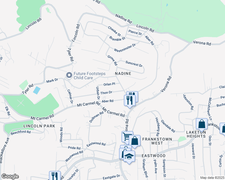 map of restaurants, bars, coffee shops, grocery stores, and more near 7943 Thon Drive in Verona