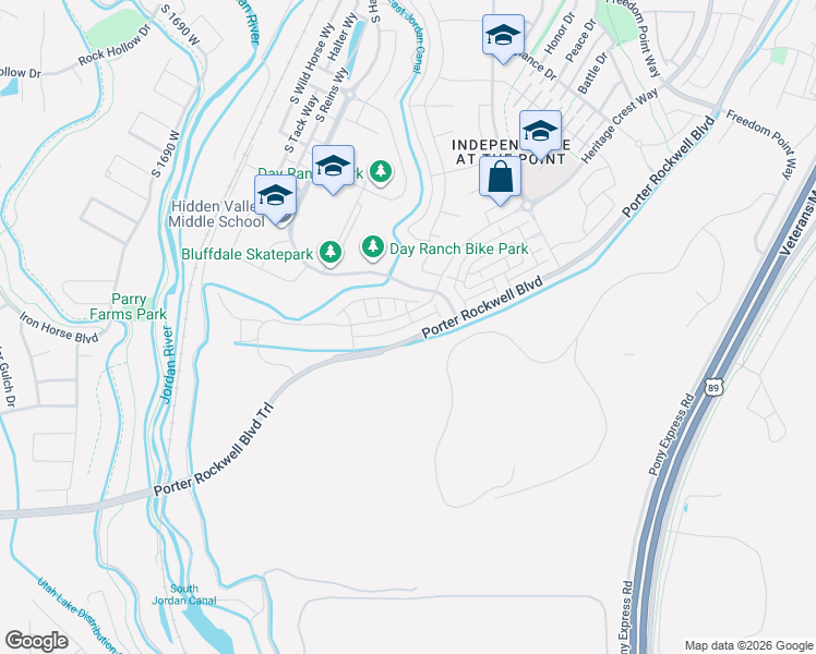map of restaurants, bars, coffee shops, grocery stores, and more near 1178 Early Light Way in Bluffdale
