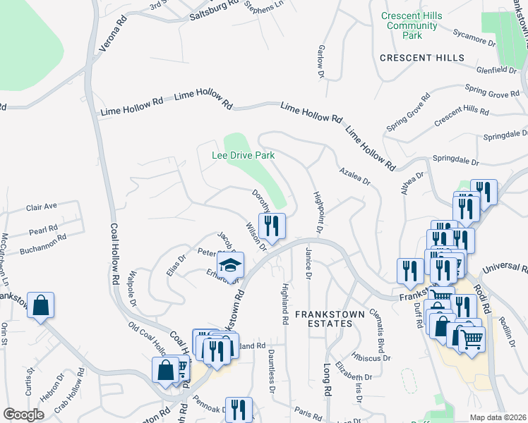 map of restaurants, bars, coffee shops, grocery stores, and more near 326 Dorothy Drive in Pittsburgh