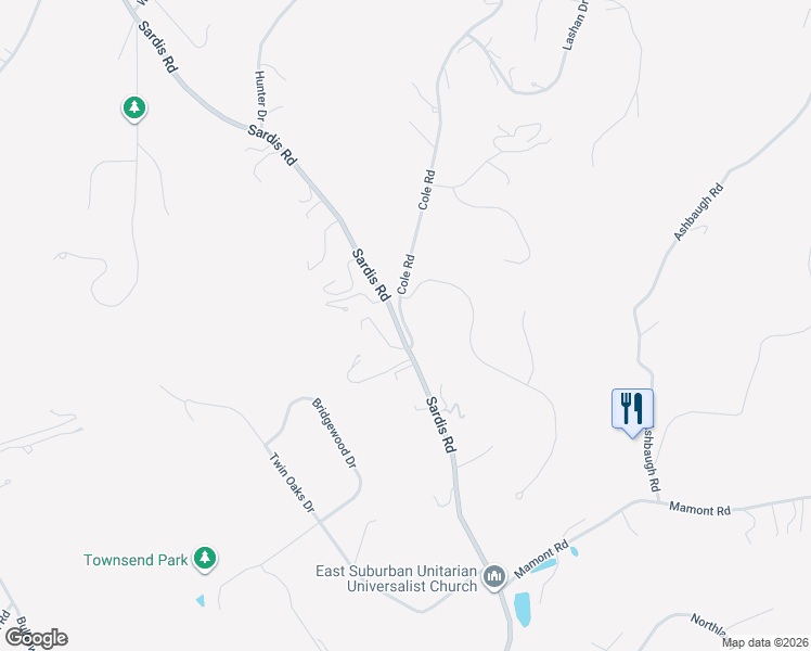 map of restaurants, bars, coffee shops, grocery stores, and more near 4612 Sardis Road in Murrysville