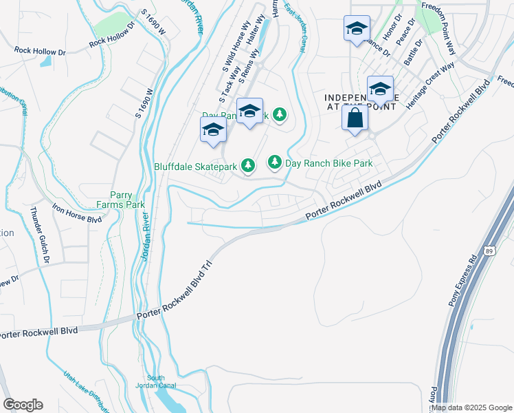 map of restaurants, bars, coffee shops, grocery stores, and more near 1178 Early Light Way in Bluffdale