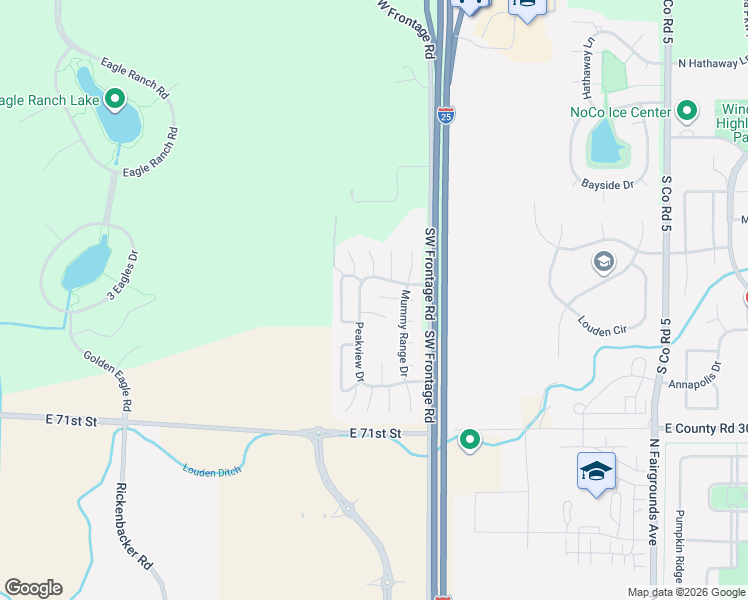 map of restaurants, bars, coffee shops, grocery stores, and more near 4428 Flattop Court in Fort Collins