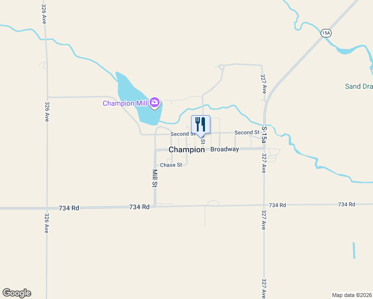 map of restaurants, bars, coffee shops, grocery stores, and more near in Champion
