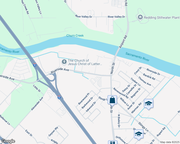 map of restaurants, bars, coffee shops, grocery stores, and more near 3871 Riverside Avenue in Anderson