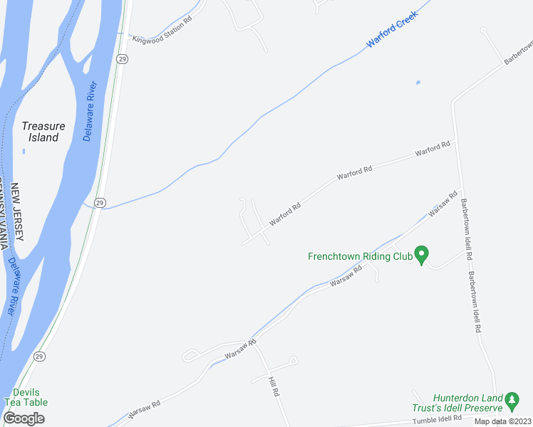 map of restaurants, bars, coffee shops, grocery stores, and more near 106 Warford Road in Frenchtown