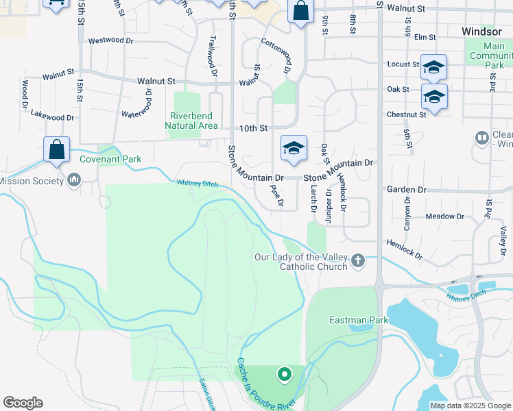 map of restaurants, bars, coffee shops, grocery stores, and more near 1029 Indian Trail Drive in Windsor