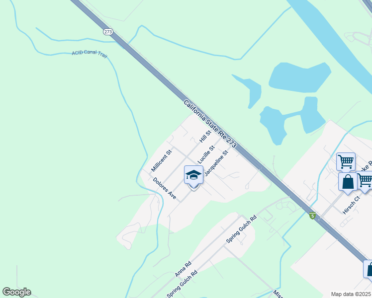 map of restaurants, bars, coffee shops, grocery stores, and more near 19400 Hill Street in Anderson