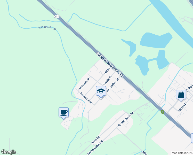 map of restaurants, bars, coffee shops, grocery stores, and more near 19400 Hill Street in Anderson