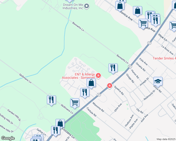 map of restaurants, bars, coffee shops, grocery stores, and more near 113 Kingsberry Drive in Franklin Township