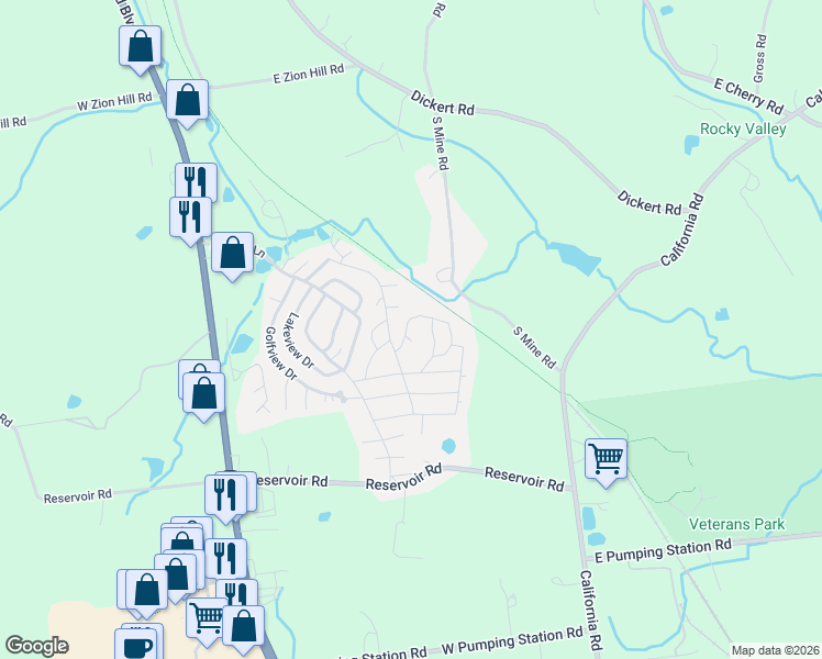 map of restaurants, bars, coffee shops, grocery stores, and more near 2 Shadywood Drive in Quakertown