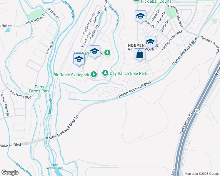 map of restaurants, bars, coffee shops, grocery stores, and more near 15482 South Revolutionary Way in Bluffdale