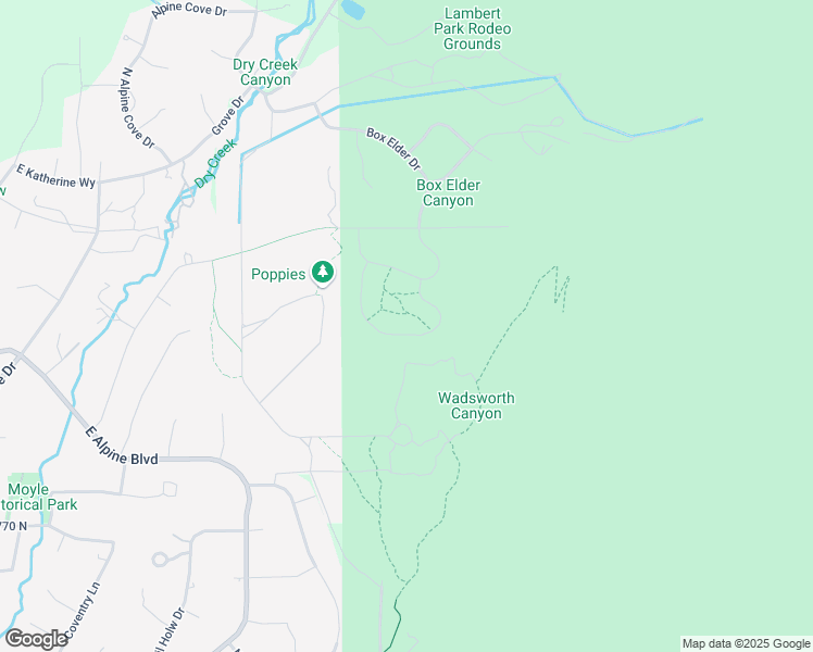 map of restaurants, bars, coffee shops, grocery stores, and more near 3890 Prospector Way in Alpine
