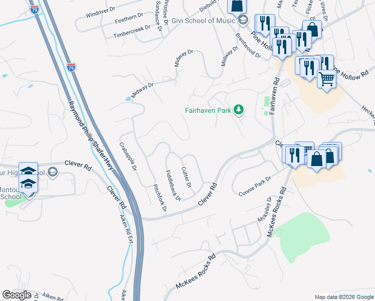 map of restaurants, bars, coffee shops, grocery stores, and more near 5034 Julia Lane in McKees Rocks