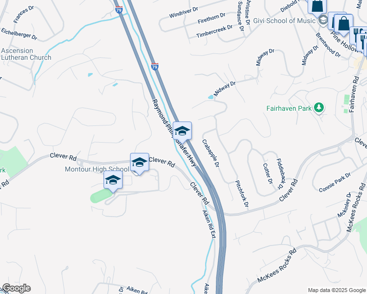 map of restaurants, bars, coffee shops, grocery stores, and more near in McKees Rocks