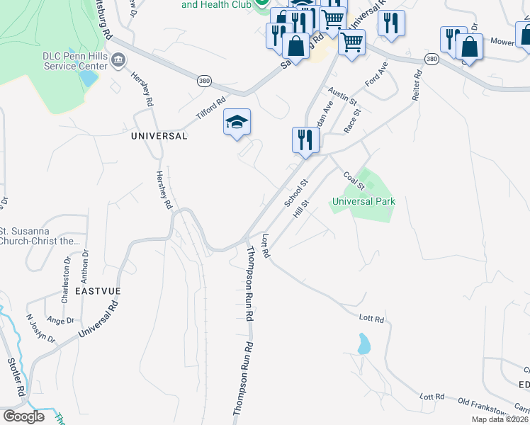 map of restaurants, bars, coffee shops, grocery stores, and more near 2410 Main Street in Pittsburgh