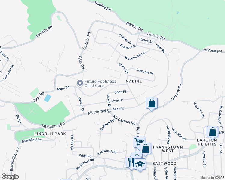 map of restaurants, bars, coffee shops, grocery stores, and more near 7889 Mark Drive in Verona